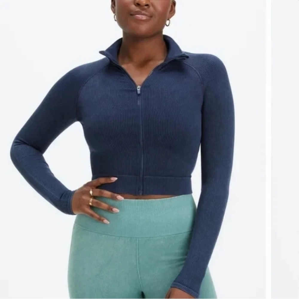 Fabletics Cropped Seamless Zip Up Jacket Washed N… - image 1